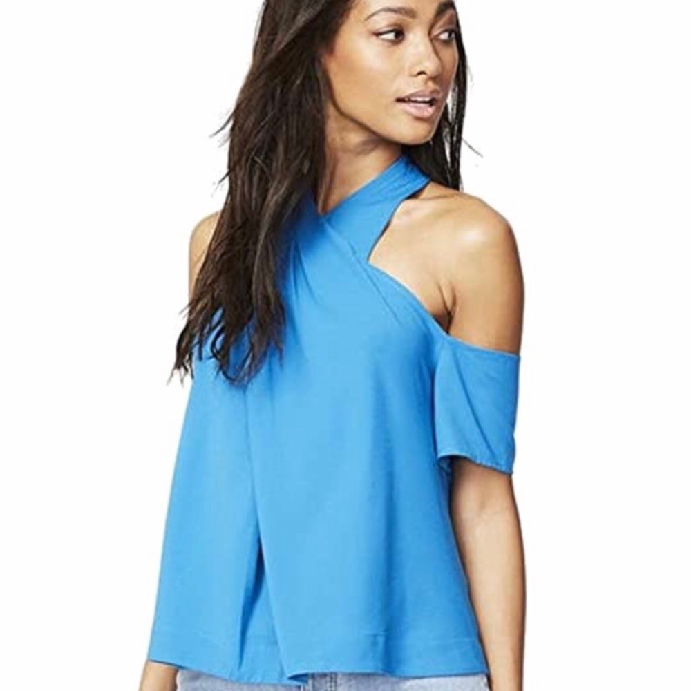 Rachel Roy Cold Shoulder Blue Blouse NWT Size 12
